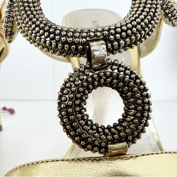 Nine West Stefania Metallic Leather Slingback Stiletto Heels Gold Size 8.5 M - Picture 7 of 16